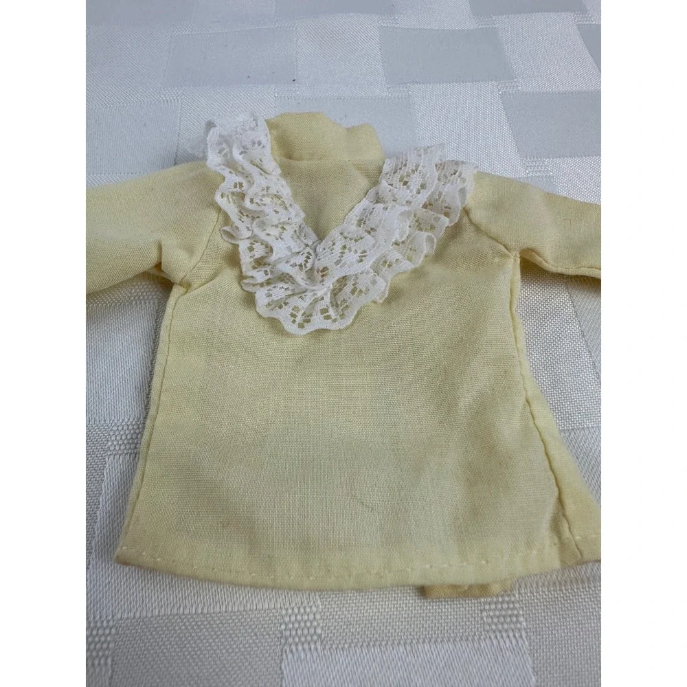 Vintage Barbie yellow lace ruffled shirt‎